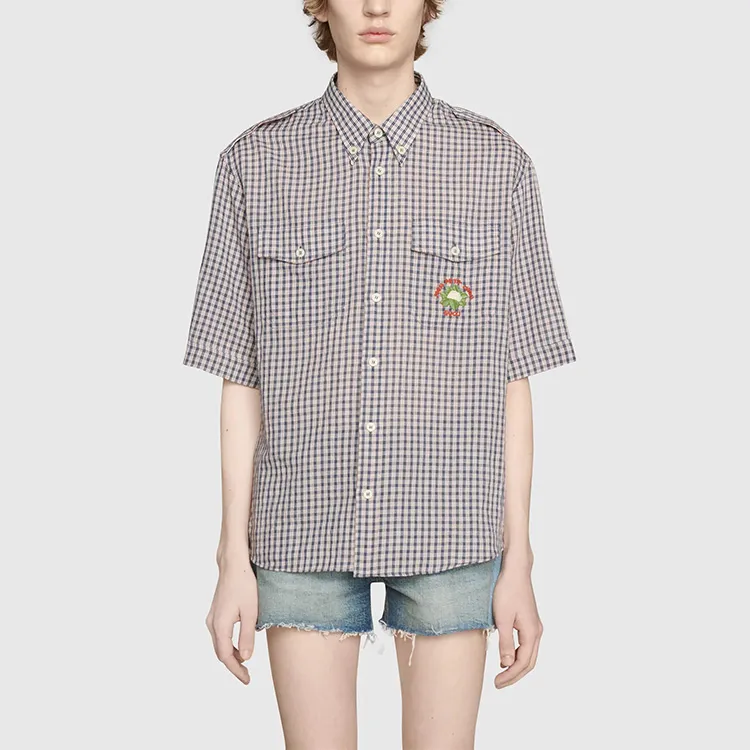 GUCCI Shirts Men Blue Red-3