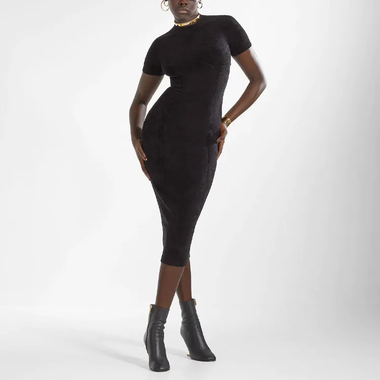 FENDI X Skims Velvet Knit Midi Dress Black-2