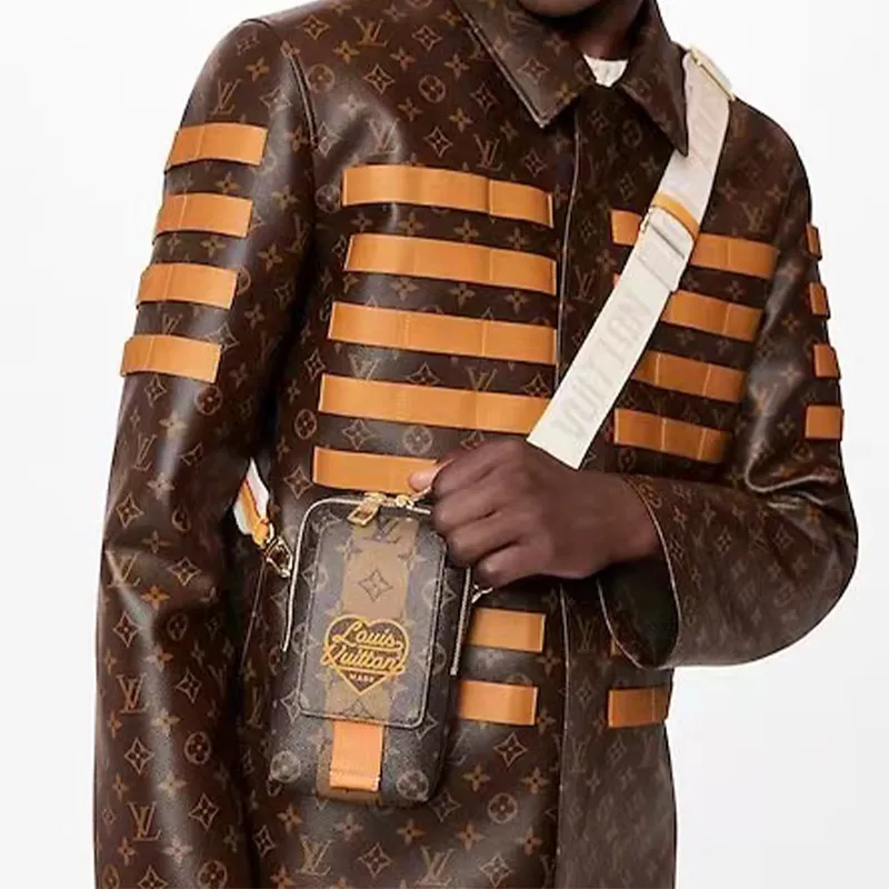 LOUIS VUITTON X Nigo Flap Double Phone Pouch Brown-5