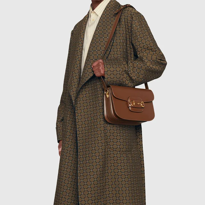 GUCCI Leather Saddle Bag, Crossbody Bag, Shoulder Bag Women's Brown-10