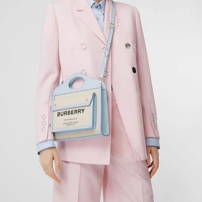 Burberry Horseferry Print Pocket Bag Mini White/Blue-7