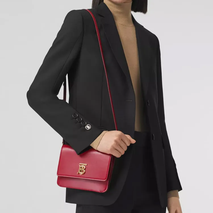 Burberry Cow Leather Crossbody Bag Mini Women's Red-4