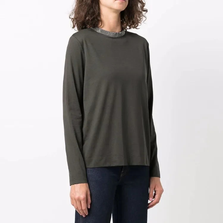 Fabiana Filippi Long Sleeved T Shirt Women's Gray Green-1