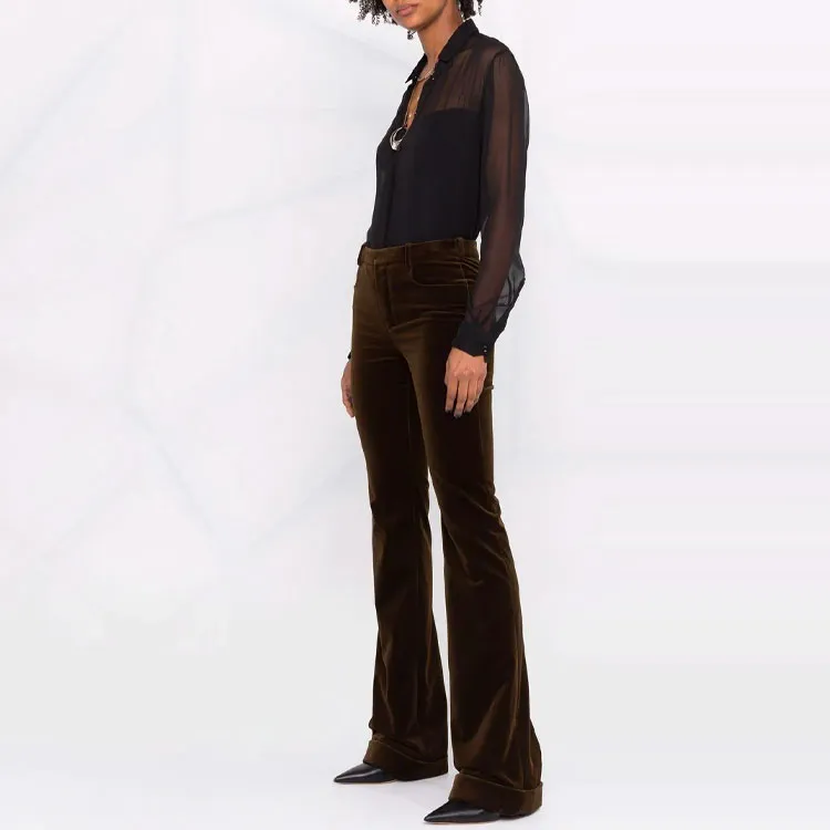 SAINT LAURENT Flared Velvet Trousers-3