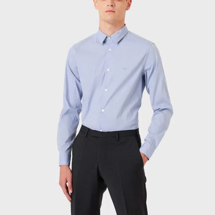 EMPORIO ARMANI Logo Embroidered Buttoned Shirt-3