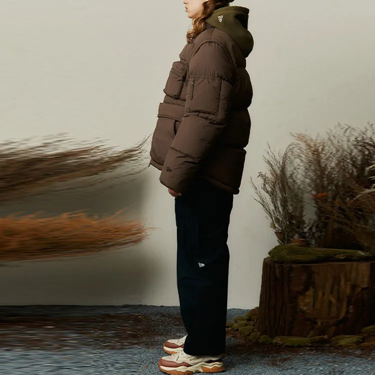 New Era Puffer Jackets Unisex Brown-6