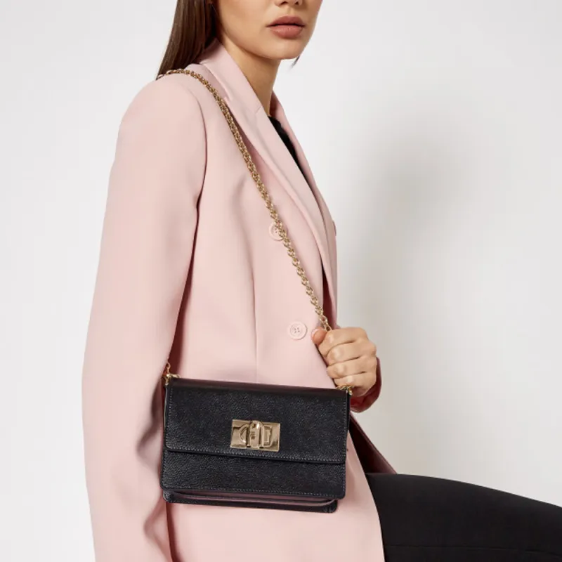 Furla Leather Crossbody Bag, Shoulder Bag Mini Women's Black-5