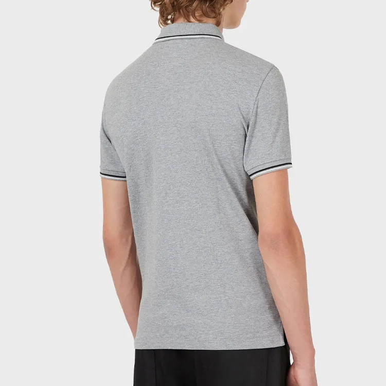 EMPORIO ARMANI Slim fit Stretch Piqué Polo Shirt With Micro Eagle-3