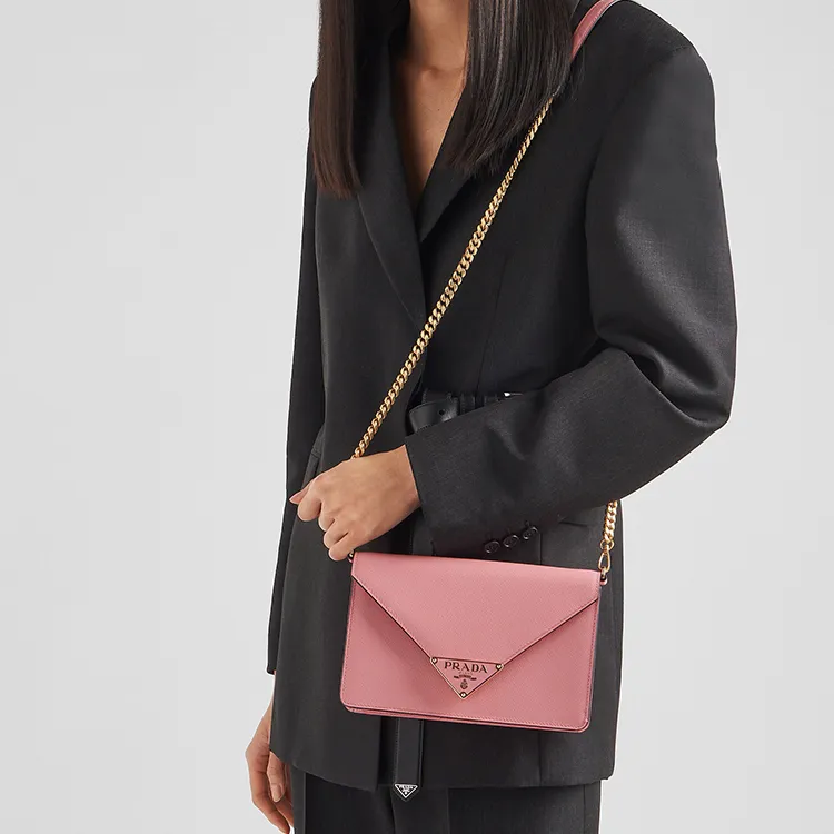 PRADA Saffiano Leather Crossbody Bag, Shoulder Bag Women's Pink-7