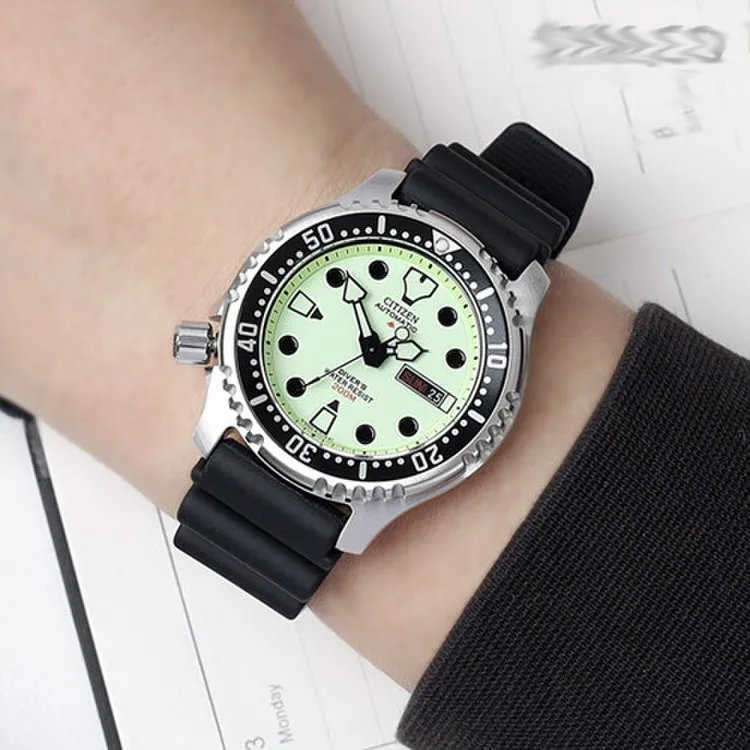 CITIZEN PROMASTER Series Automatic Mechanical Movement Rubber Strap Watch Men's Watches Green Dial-3