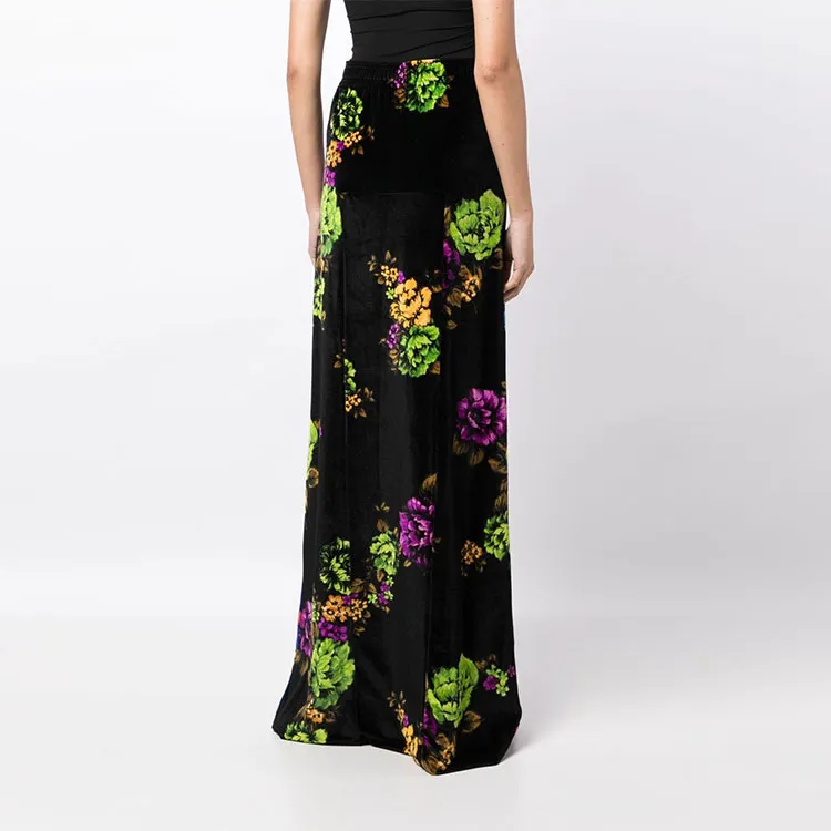 Vetements Floral print Velvet Maxi Skirt-2