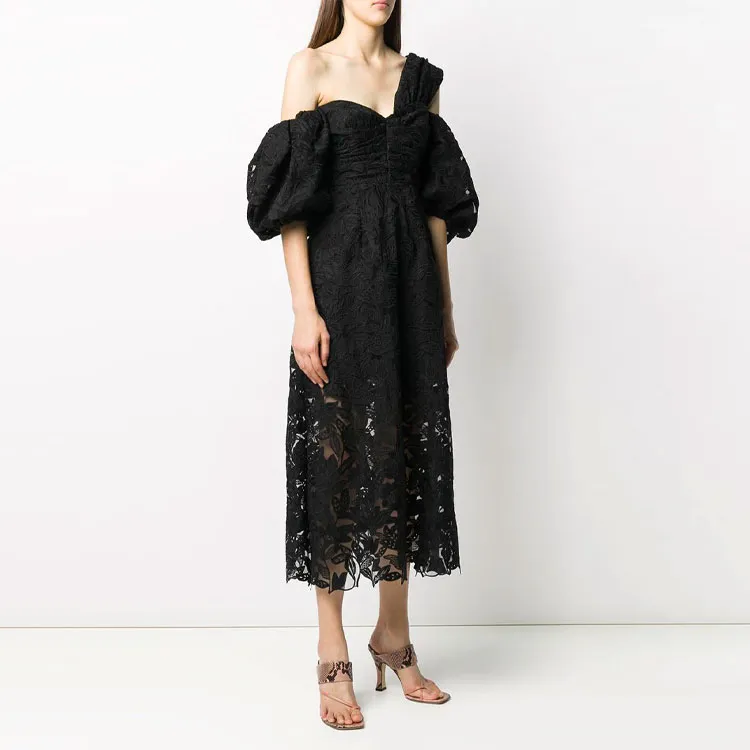 Self portrait Short Sleeved Dresses Women's Black-4