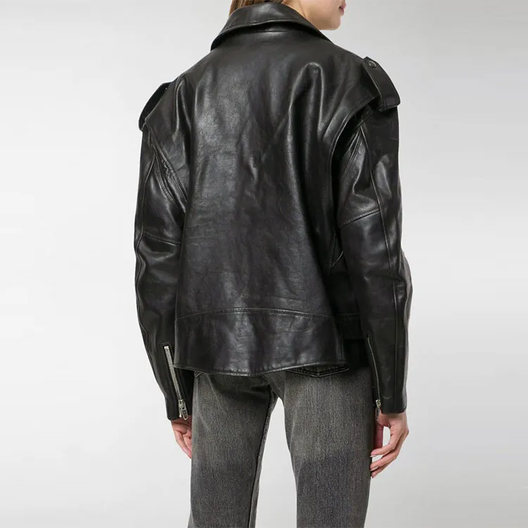 Balenciaga Leather Jackets Women's Black-2