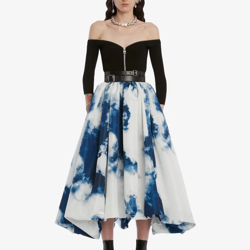 Alexander McQueen Casual Long Skirts Women's Blue-1