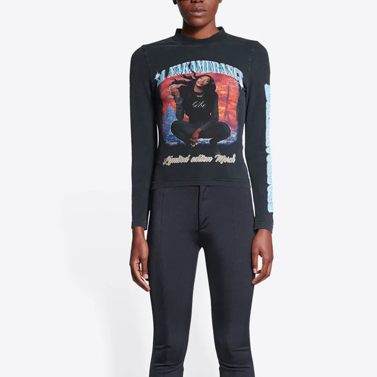 Balenciaga Music Aya Nakamura Merch Long Sleeve Stretch Top-3