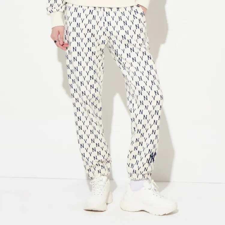 MLB MLB Monogram MLB Basic Logo Knitted Sports Pants Unisex Cream-3