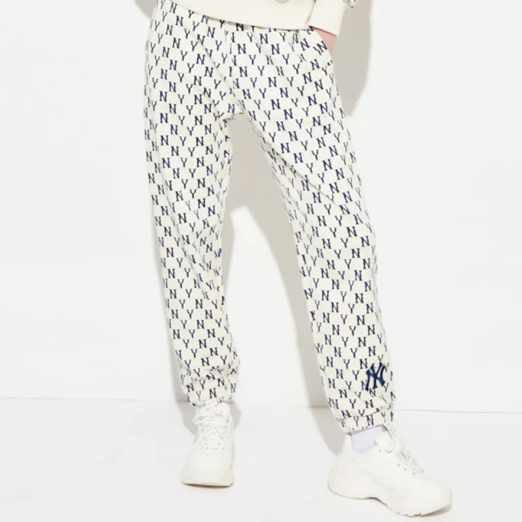 MLB MLB Monogram MLB Basic Logo Knitted Sports Pants Unisex Cream-2