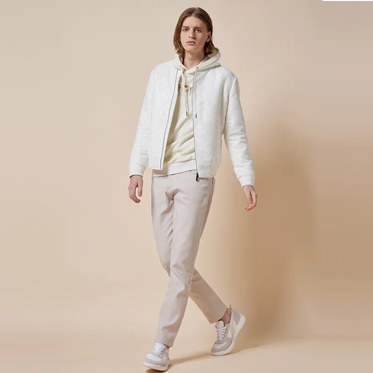 RARE FW21 Geometric Pattern Baseball Collar Long Puffer Jacket Men's White-3