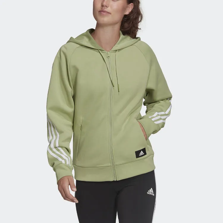 adidas W Fi 3S Fz Reg Sporty Hooded Jacket Green-2