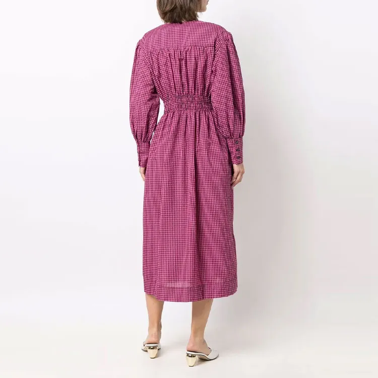 GANNI Check-pattern Long-sleeve Dress-2