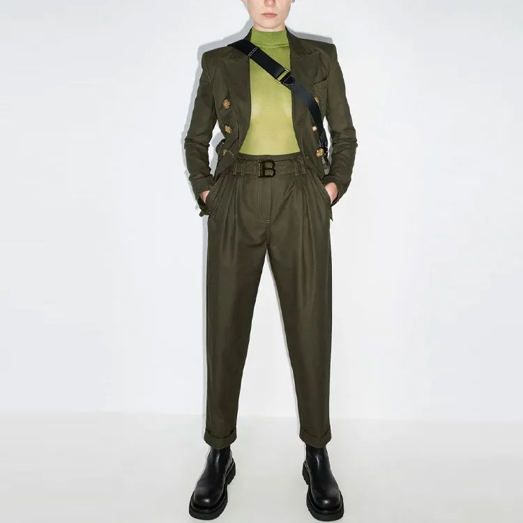 BALMAIN Casual Pants Women's Green-1