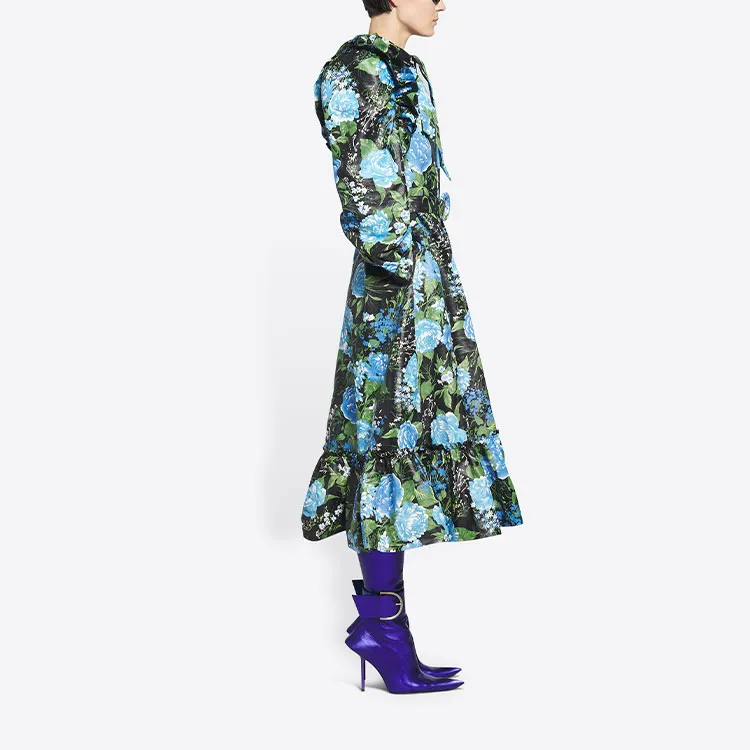 Balenciaga Long-Sleeved Dresses Women's Blue-4