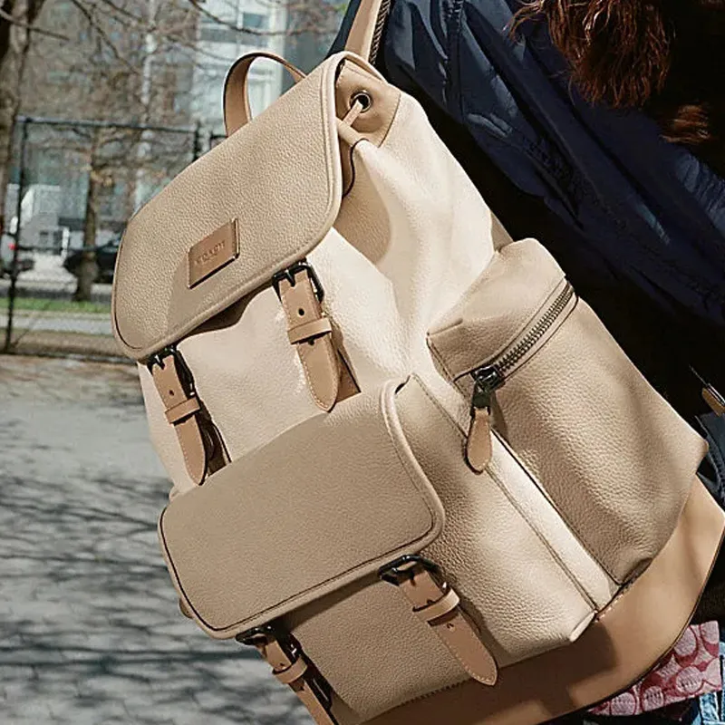 COACH Sprint Cow Leather Backpack Large Size Men's Khaki & White-4
