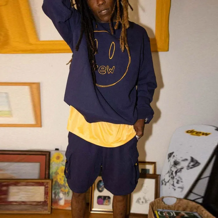 Drew House Smiley Collection Casual Shorts Unisex Marine Blue-7