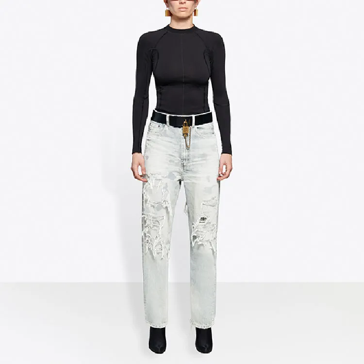 Balenciaga Jeans Women's Gray White-2