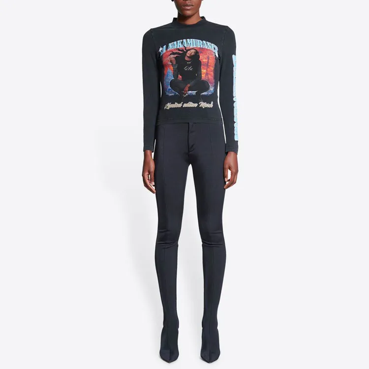 Balenciaga Music Aya Nakamura Merch Long Sleeve Stretch Top-2