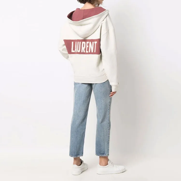 SAINT LAURENT Logo Patch Drawstring Hoodie-2