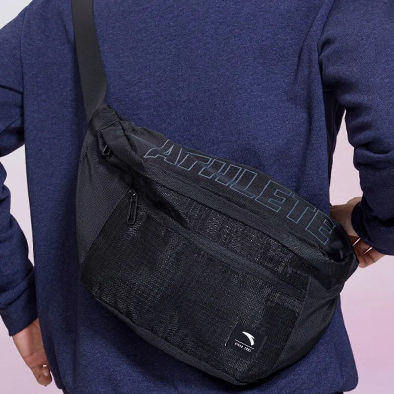Anta Polyester Sling Bag, Fanny Pack Regular Unisex Black-1