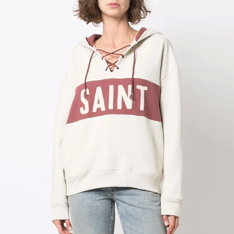 SAINT LAURENT Logo Patch Drawstring Hoodie-3