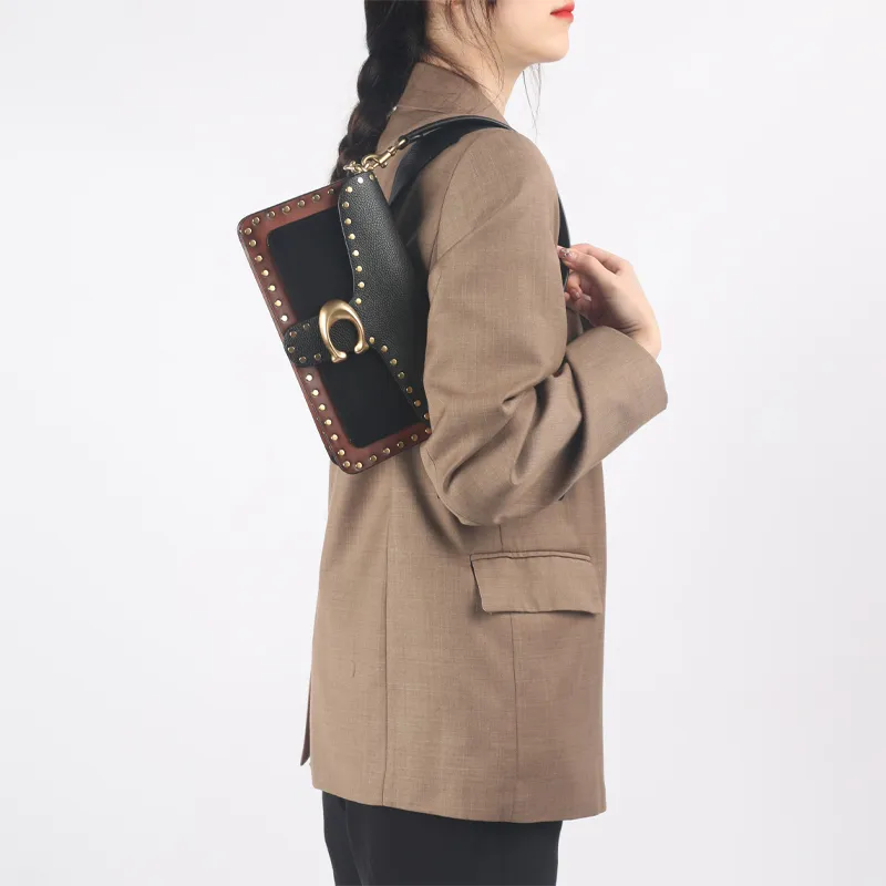 COACH Tabby Suede Cow Leather Shoulder Bag Crossbody Bag Shoulder Bag Women's Black Brown-6
