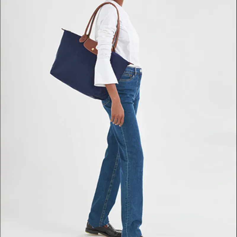 LONGCHAMP Le Pliage Fabric Shopping Bag Dumpling One Shoulder Handbag Large Size Women's Navy-6