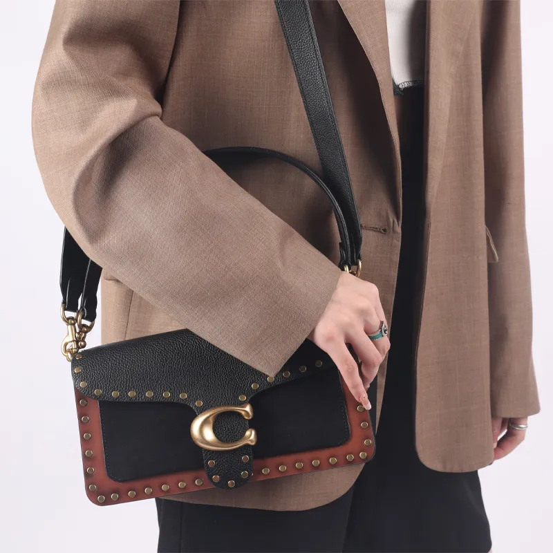 COACH Tabby Suede Cow Leather Shoulder Bag Crossbody Bag Shoulder Bag Women's Black Brown-4