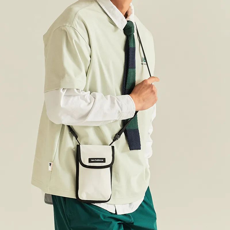 New Balance Cotton With Nylon Cell Phone Pouch Shoulder Bag Crossbody Bag Mini Men's White-6