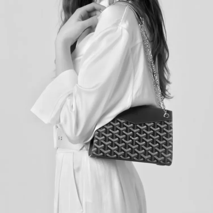 GOYARD Rouette Canvas With Leather Totes Chain Bag Shoulder Bag Women's Burgundy-6