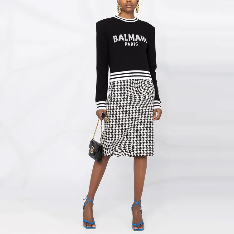 BALMAIN Intarsia-knit Logo Jumper-1