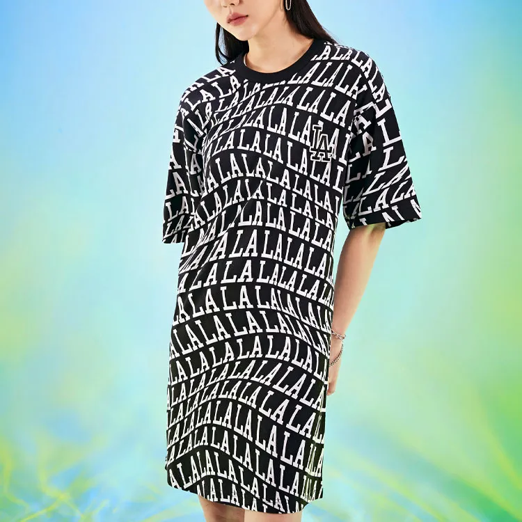 MLB Short Sleeved Dresses Women's Black-5