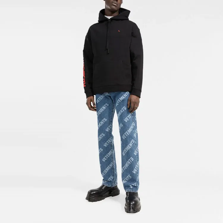 RAF SIMONS Logo Embroidered Drawstring Hoodie-2
