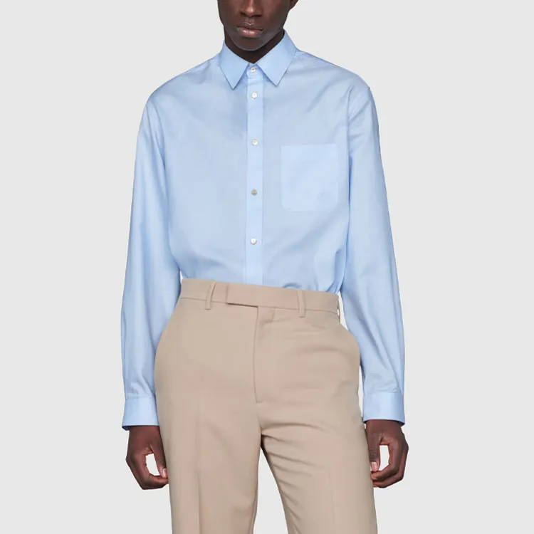 GUCCI Double G embroidered Cotton Shirt-2