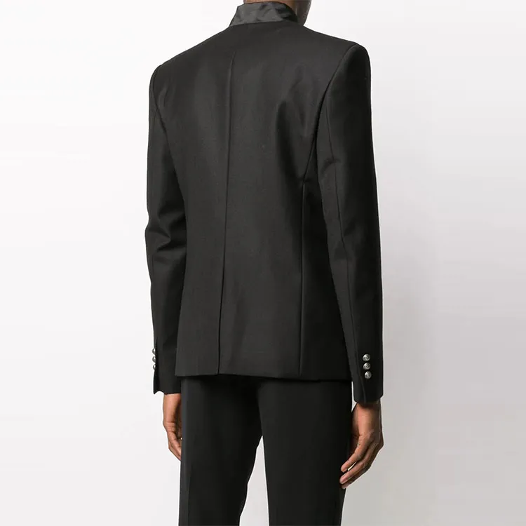 BALMAIN Satin Lapel Double breasted Blazer-2
