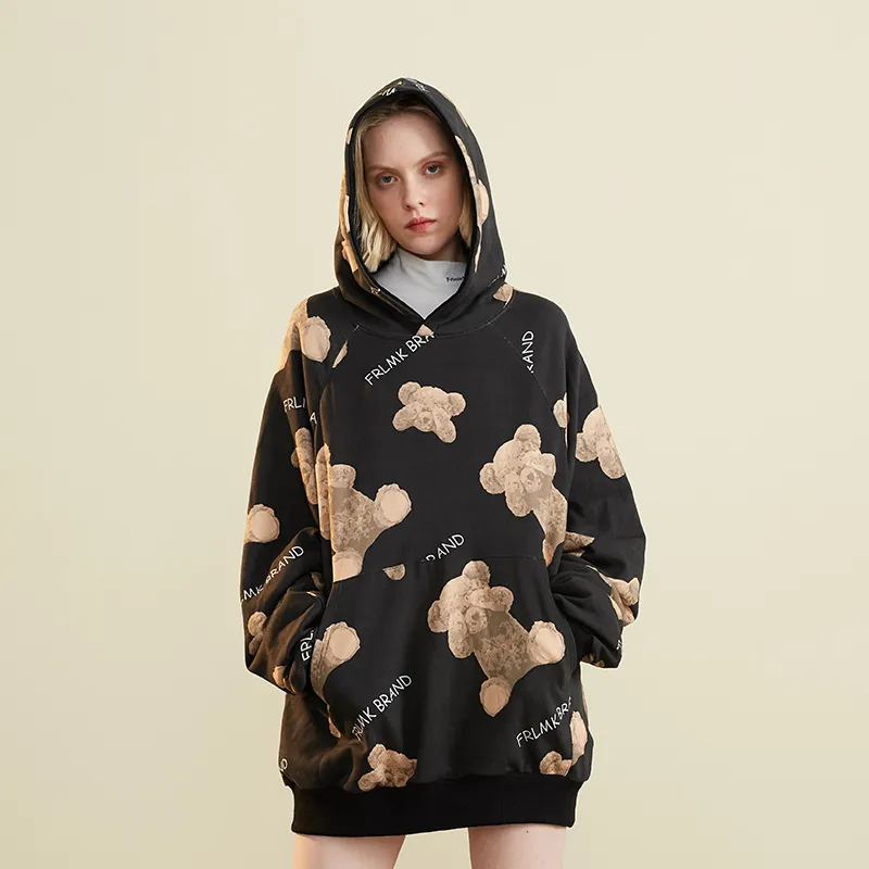 FRLMK Hooded Loose Fit Regular Sweatshirt Unisex Black-2