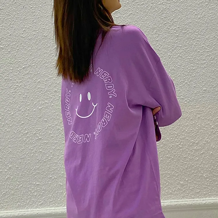 NERDY Fitted Mock Two Piece Long Sleeved T Shirt Unisex Light Purple-3