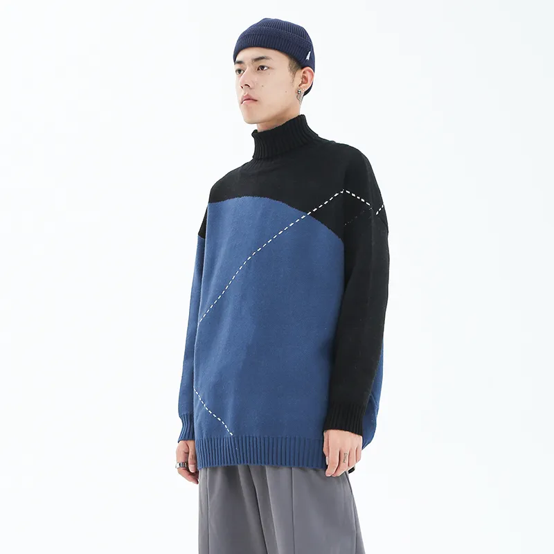 F426 Sweaters Unisex Black Blue-4