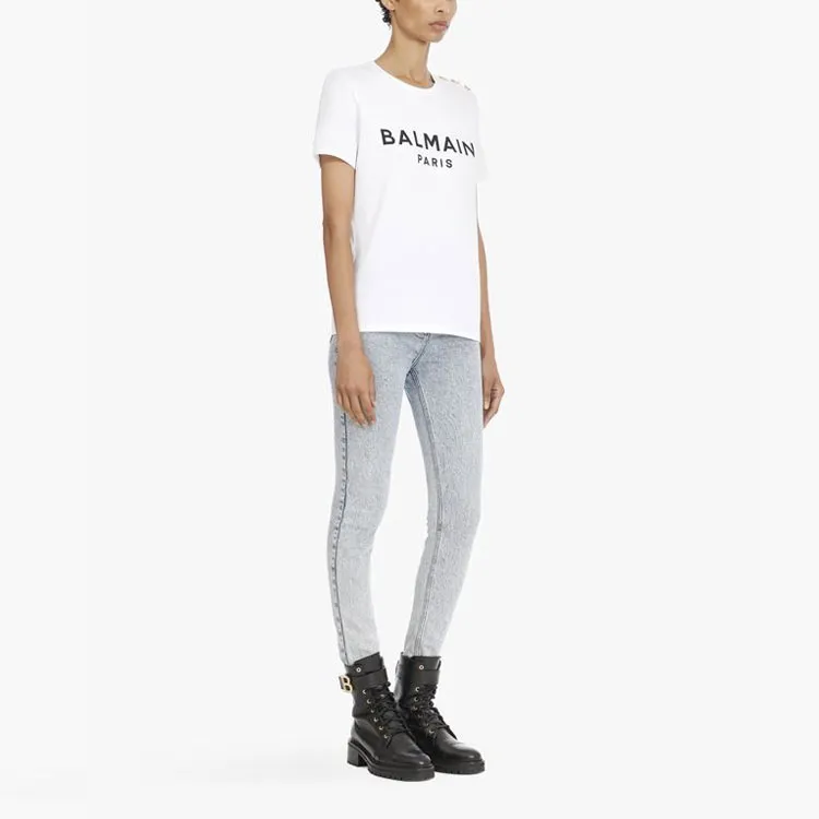 BALMAIN Logo Printed Crewneck T Shirt-3