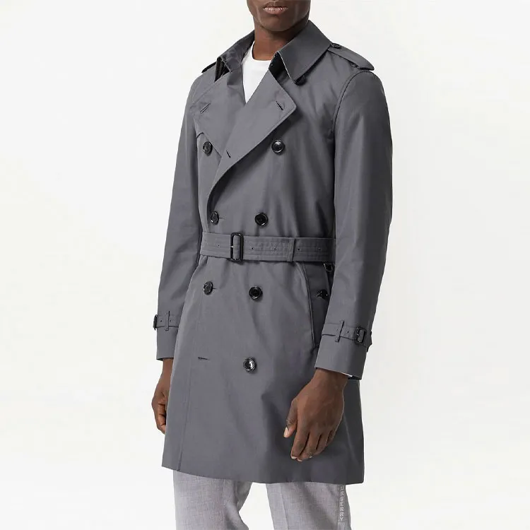 Burberry Trench Coats Men Dark Gray-5