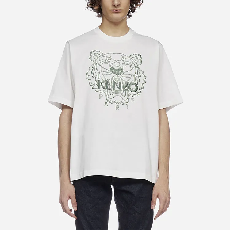 KENZO Classic Tiger Head T Shirts Men White-1