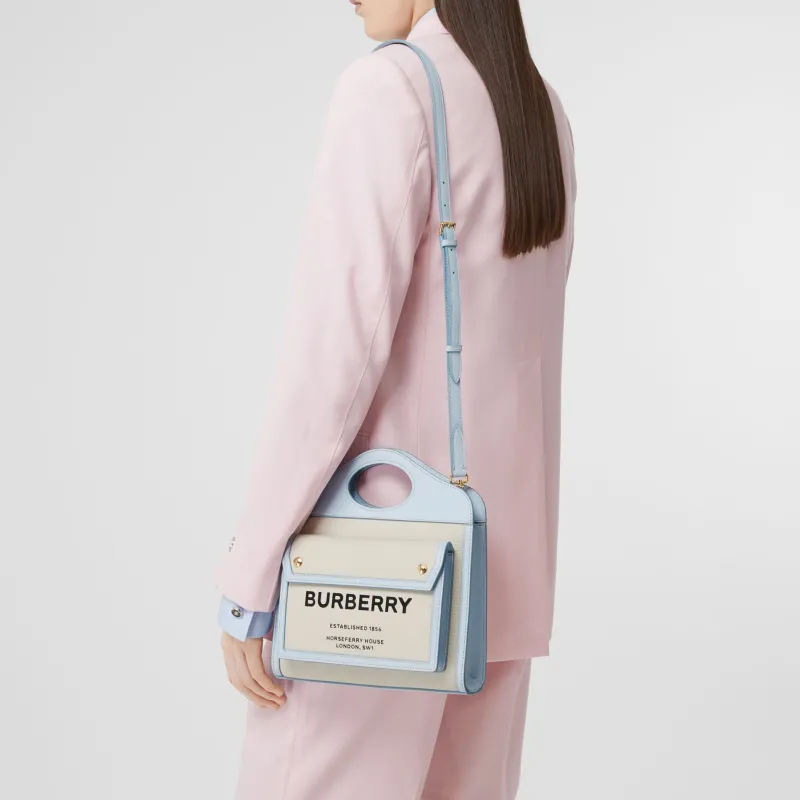 Burberry Horseferry Print Pocket Bag Mini White/Blue-8